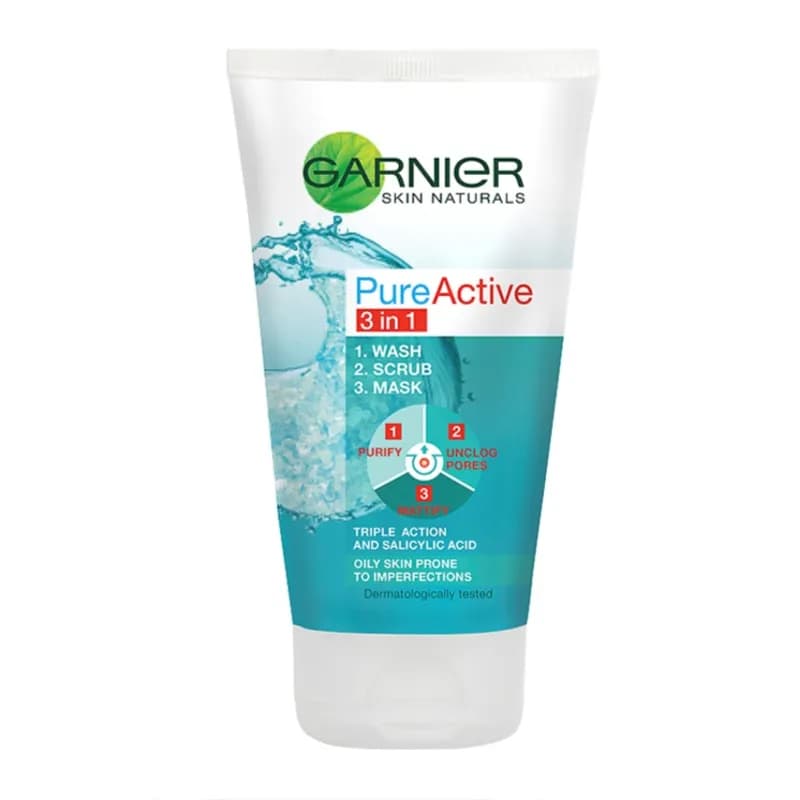 Garnier Skin White Pure Active 3 In 1 Clay Oily Skin With Imperfections 150ml