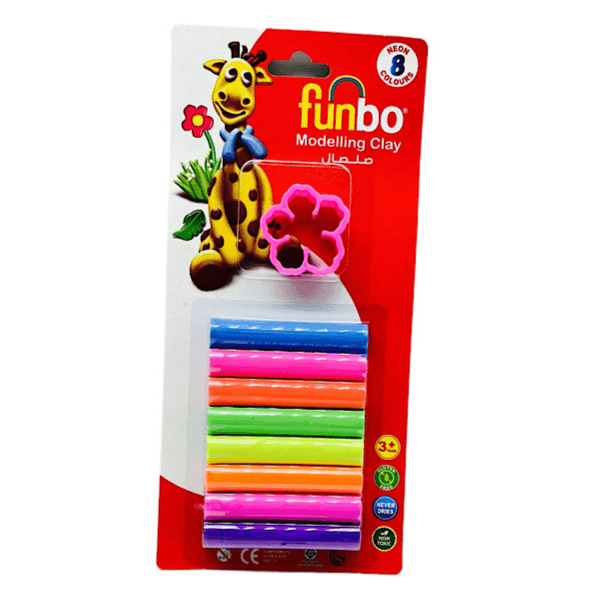 Funbo Modelling Clay Set, 8 Pieces Different Colors Clay And 1 Piece Mould 100g - 9755