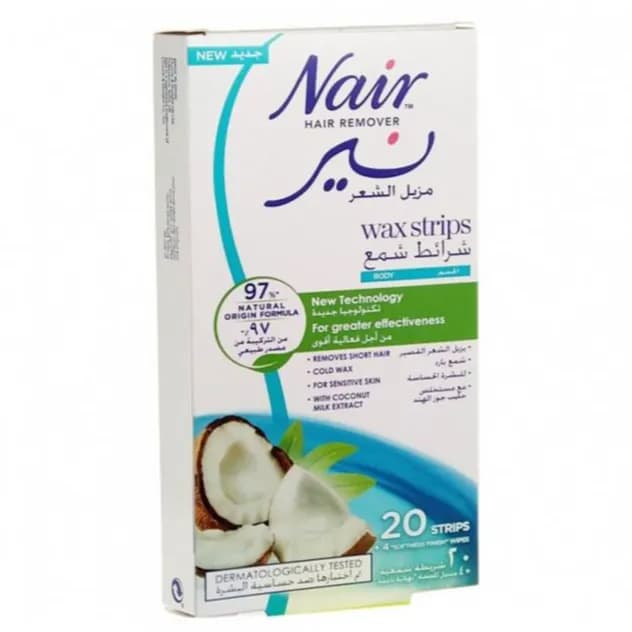 Nair Hair Removal Wax Strips With Coconut Extract 20 Pieces