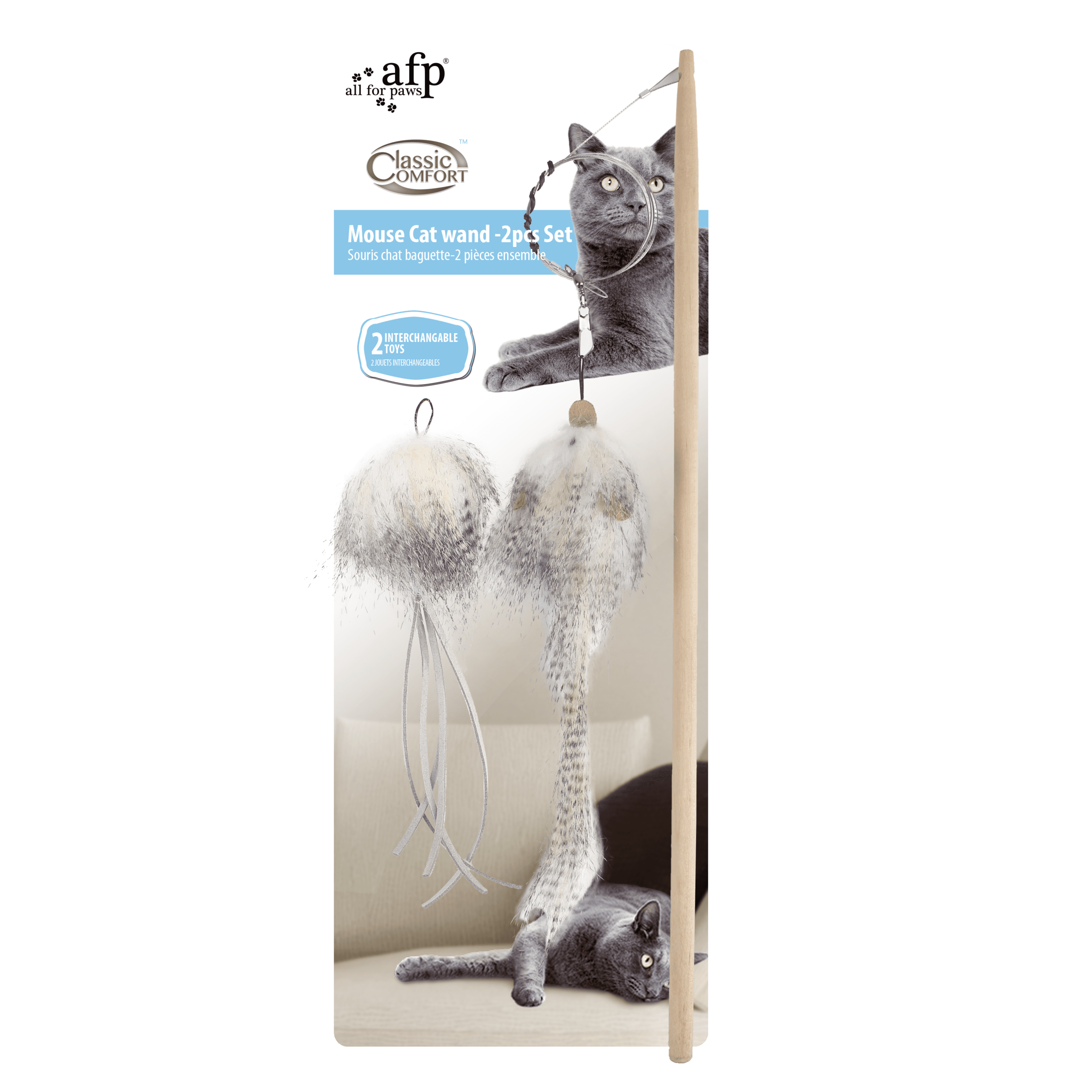 Classic Comfort Mouse Cat Wand Set