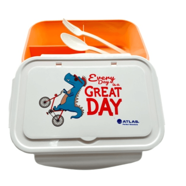 Atlas 1400ml Every Day Is A Great Day Pink Lunch Box With Spoon And Fork - 12017