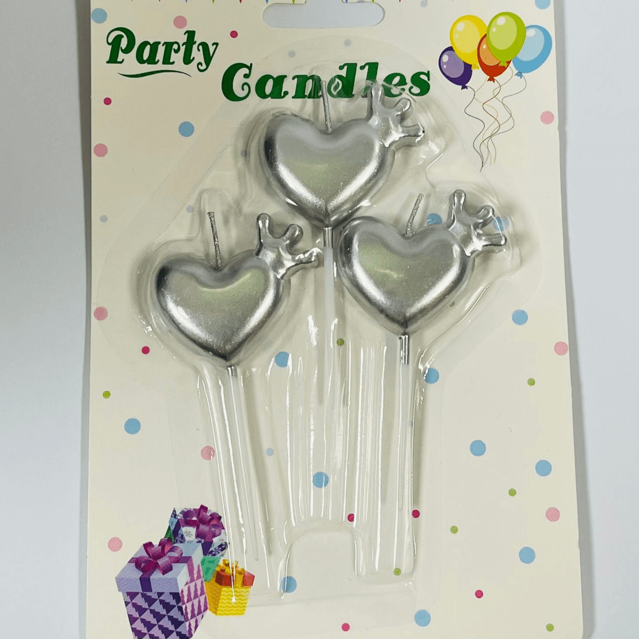 Silver Heart With Crown Candle