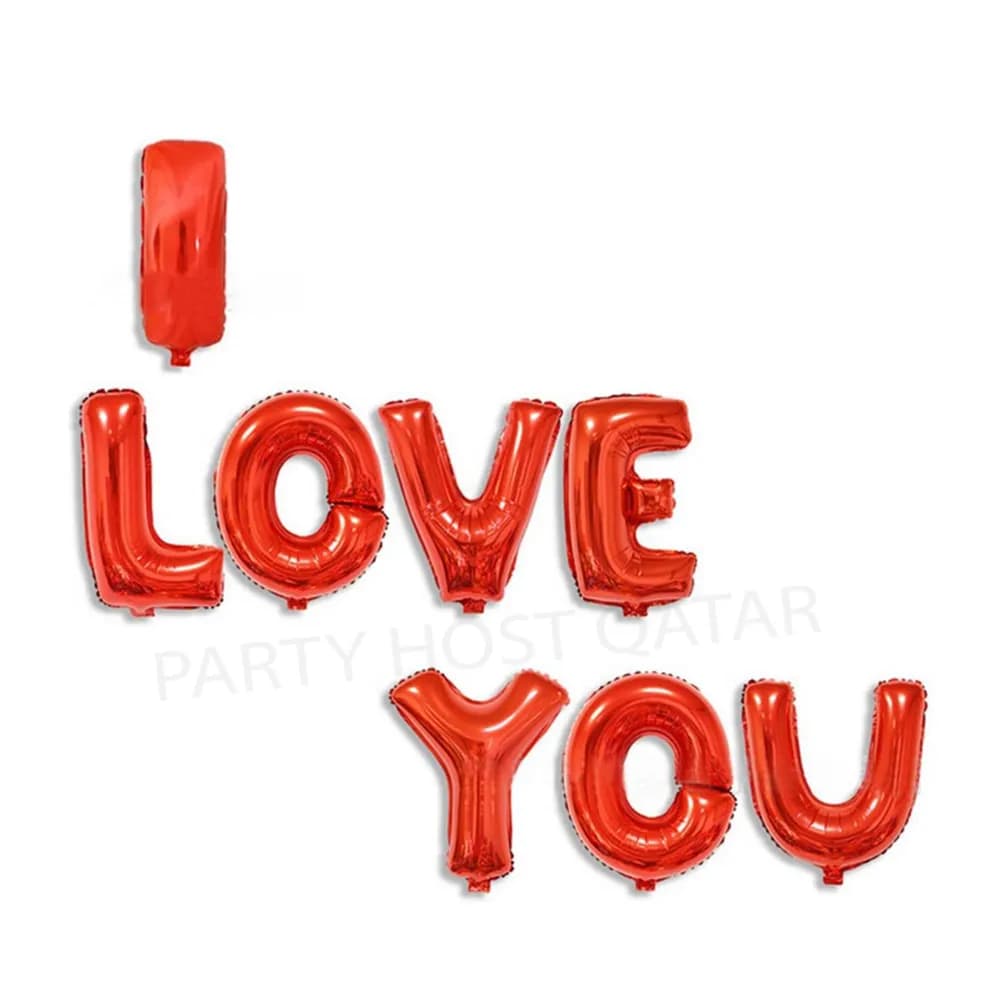 I Love You Red Balloon Banner With Air Filled