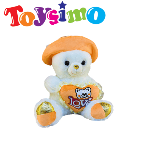 40cm Soft Bear With Orange Hat (Buy 1 Get 1 Free)