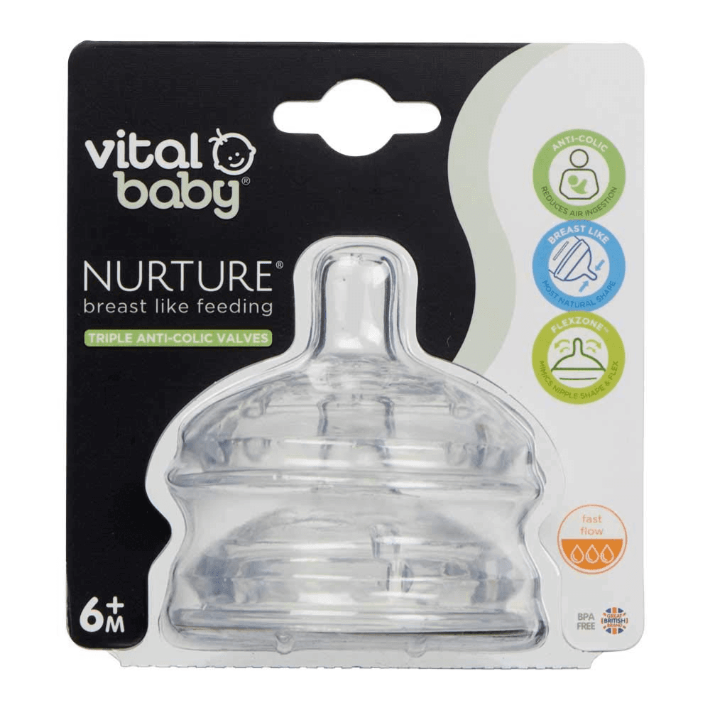 Vital Baby Nurture Breast Like Feeding Teats Fast Flow  (6m+) 2 pcs