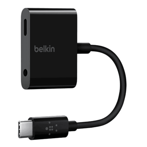 Belkin F7U080BTBLK Rockstar 3.5mm Audio + USB-C Charge Adapter