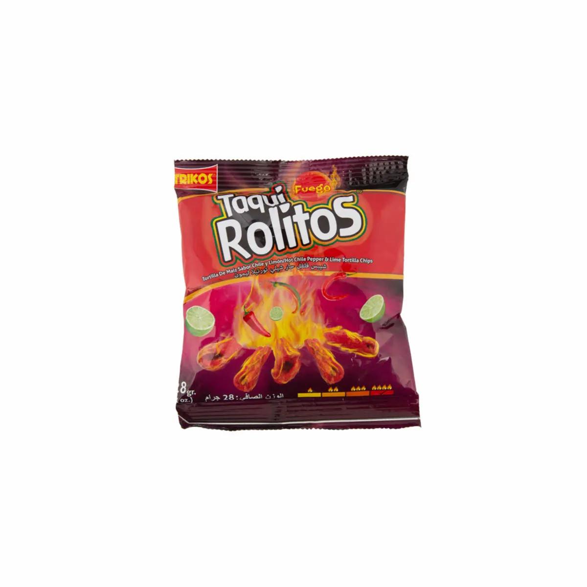 Taqui Rolitos Hot Chips Chile Limon 28g