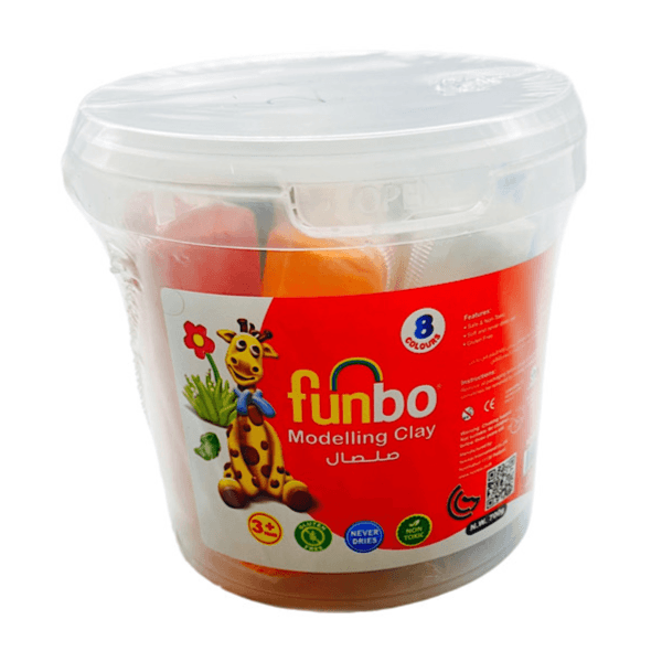 Funbo Modeling Clay Bucket, 8 Pieces Different Colors, 700g - 6890