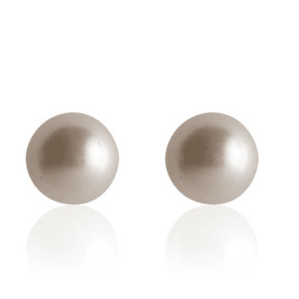 Faux Pearl Earrings | 6Mm Round Glass | 22K Gold Plated Stainless Steel Posts