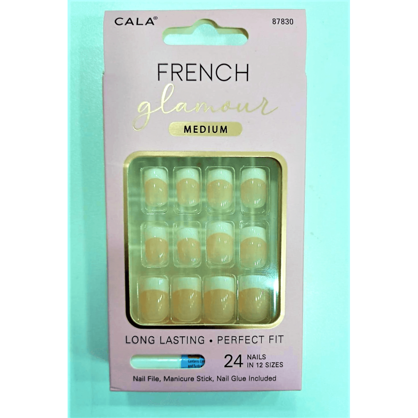 CALA-FRENCH GLAMOUR NAIL KIT 24 PIECES MEDIUM (87830)