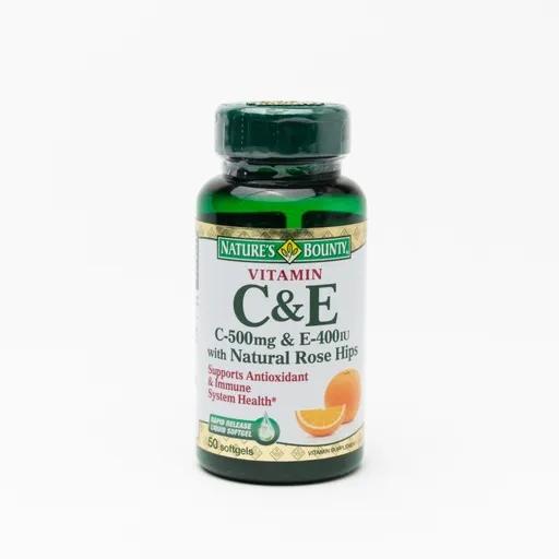 Natures Bounty Vitamin C&E With Rose Hips 50 Softgels