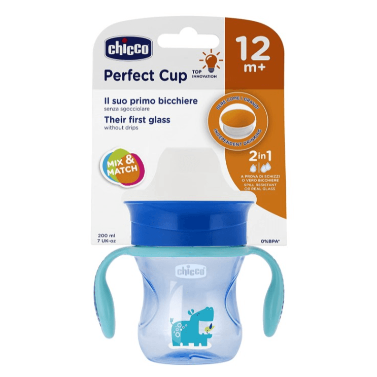 Chicco Perfect Cup Blue Hippopotamus 12m+ 200ml