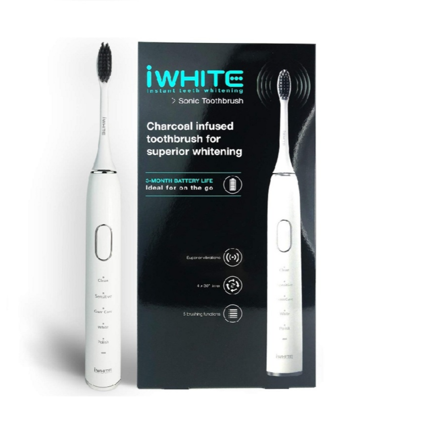 White Electric Toothbrush Charcoal Infused For Superior Whitening