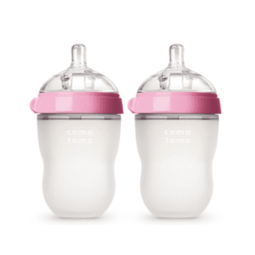 Comotomo Baby Bottle Pink & White 250ml 2's