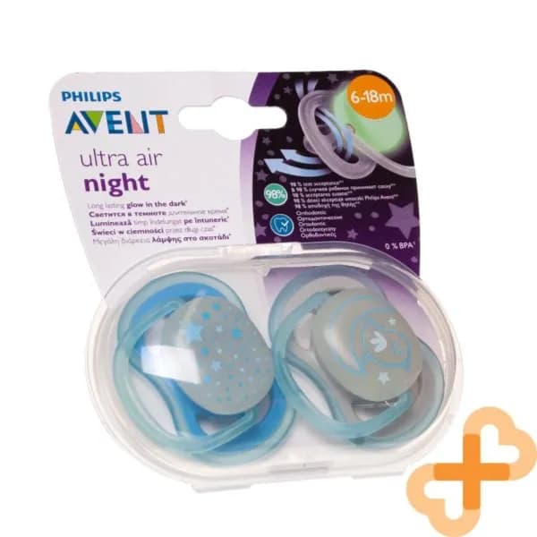 Avent Ultra Air night Boy Pacifier 6-18months  glow in dark 2pcs  Code:SCF376/21