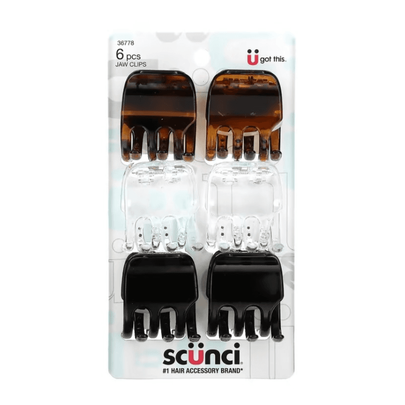 Scunci Effortless Beauty Jaw Clips Assorted Colors 6  Pieces