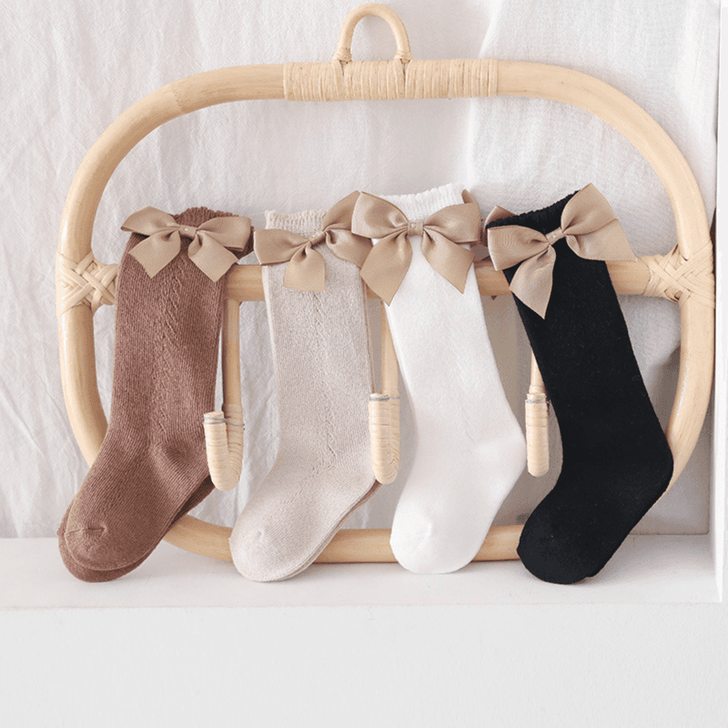 Baby Socks With Velvet Bow (Two pairs)