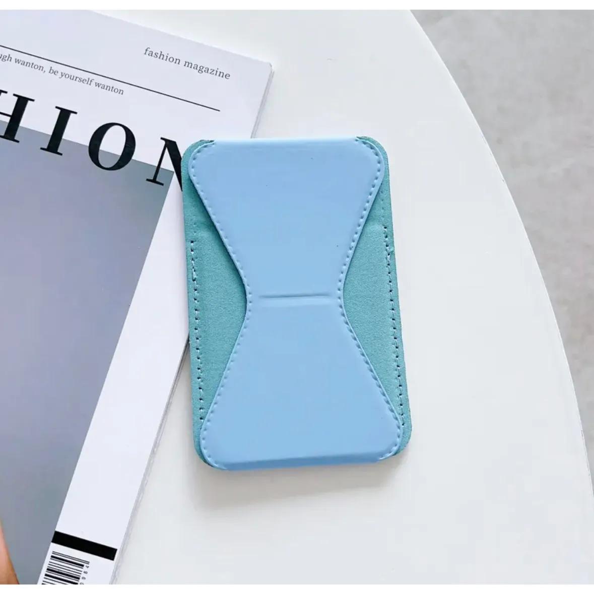 Mobile Card Wallet Phone Grip Light Blue