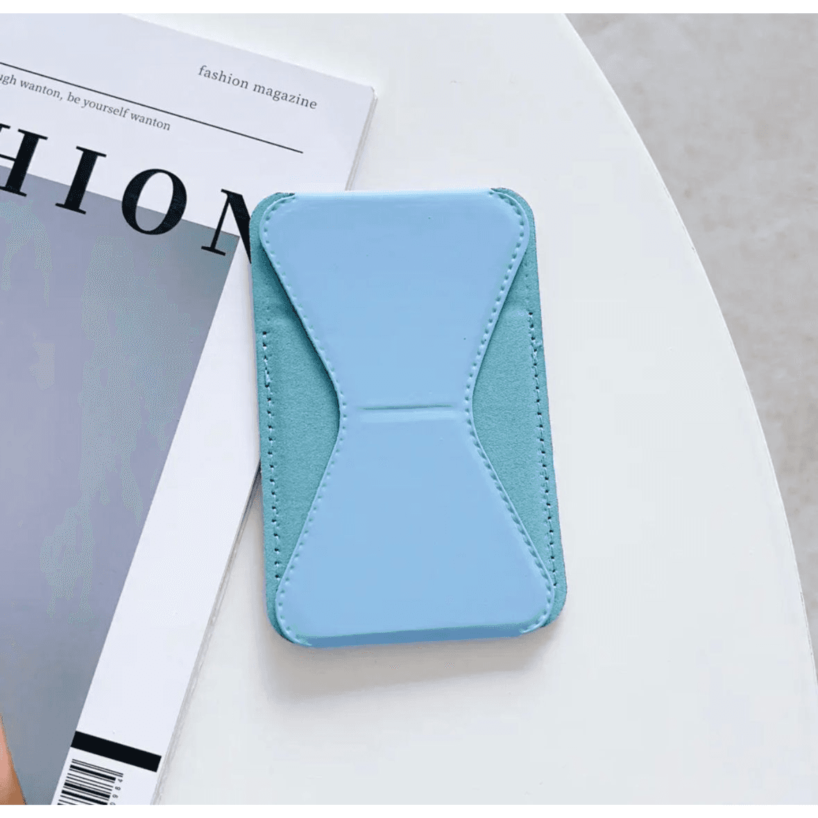 Mobile Card Wallet Phone Grip Light Blue