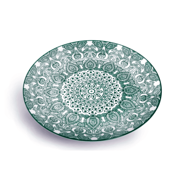 Che Brucia 10.5" Round Plate Green Arabesque/d03-065