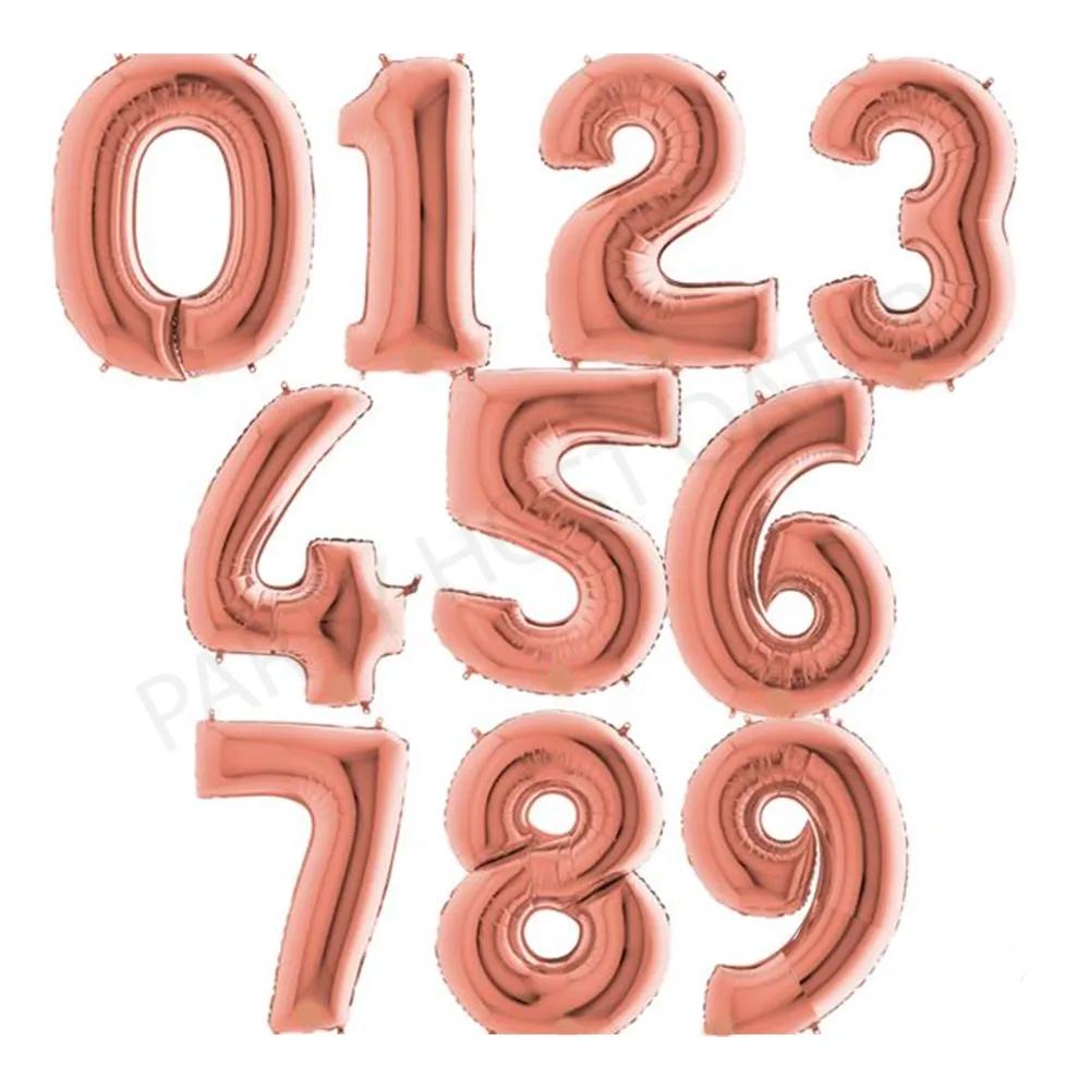 Rosegold Number Foil Balloon 40 Inch Helium (Italy) 75Qr Each