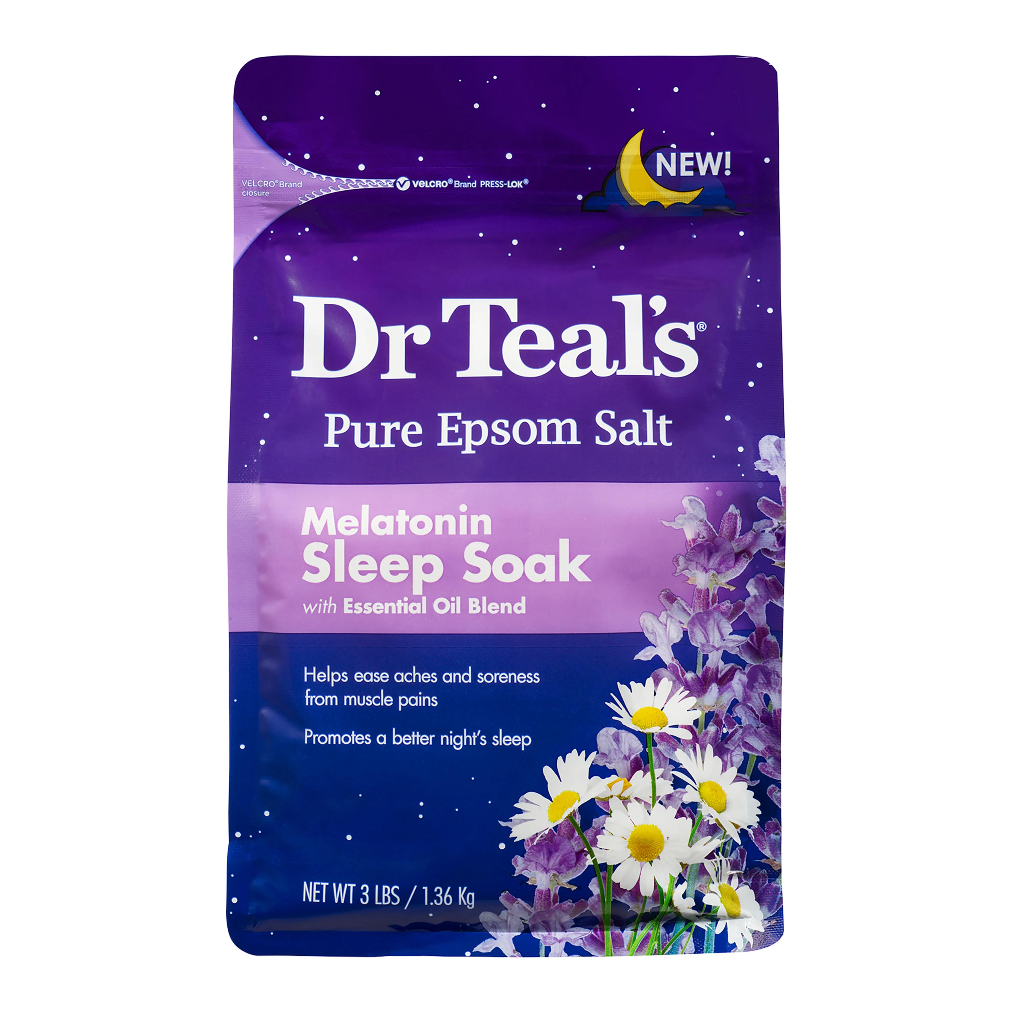 Dr. Teal's Dr Teal's Pure Epsom Salt Melatonin Sleep Soak with Essential Oil Blend, 3 Lbs 1.36 kg