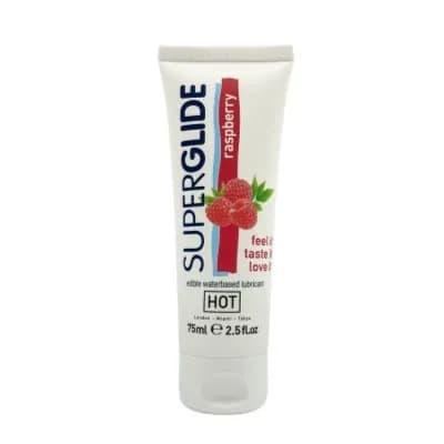 Hot Superglide Waterbased Lubricant With Rasberry Flavour 75ml