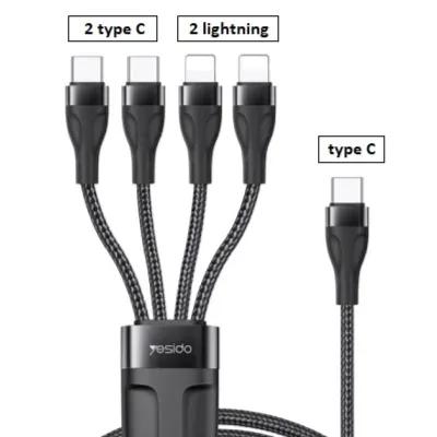 4 in 1 Cable type C To  2*type C / 2*lightning - Yesido CA110