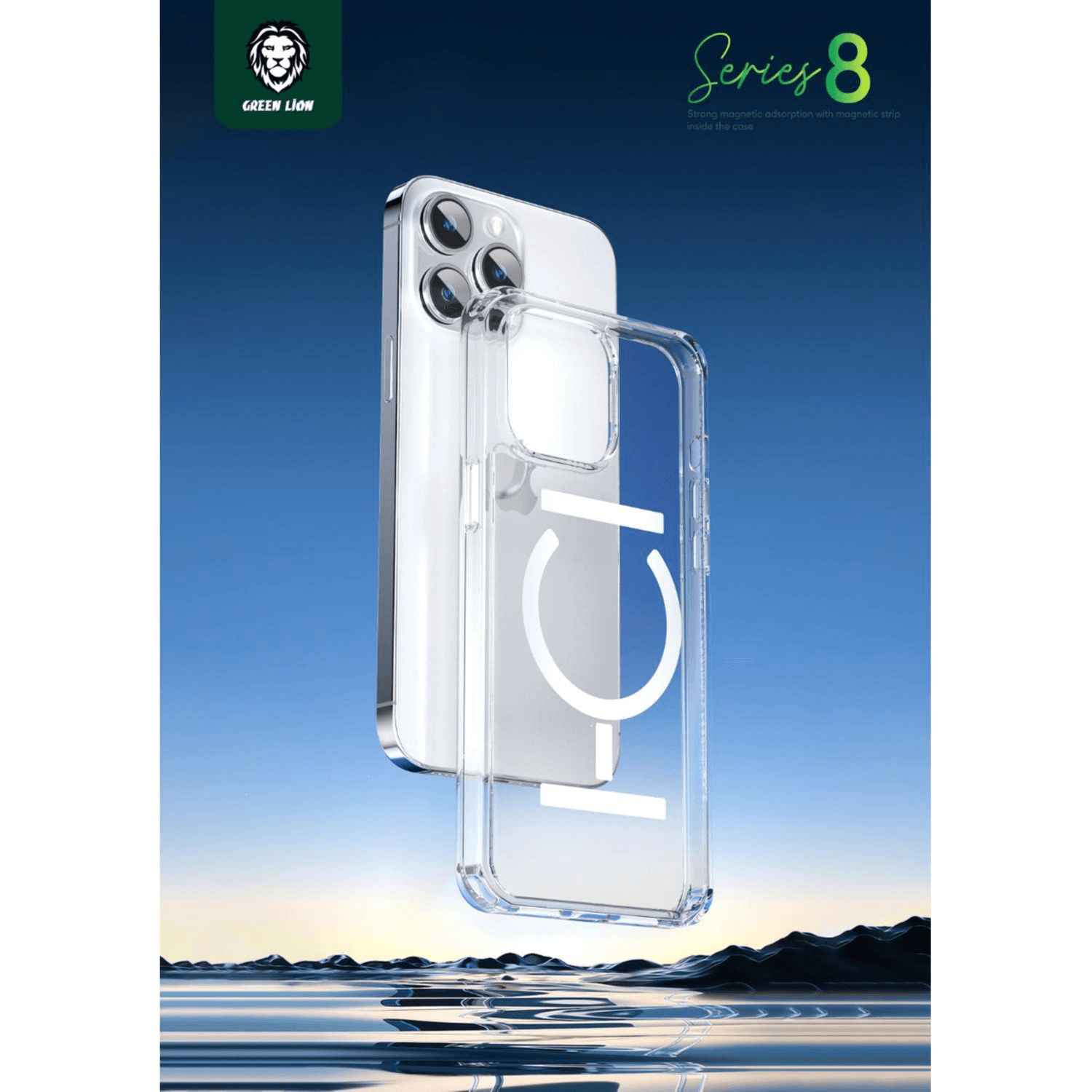 Green Lion Transparent Case With Magnetic Strip Iphone 14 Pro max