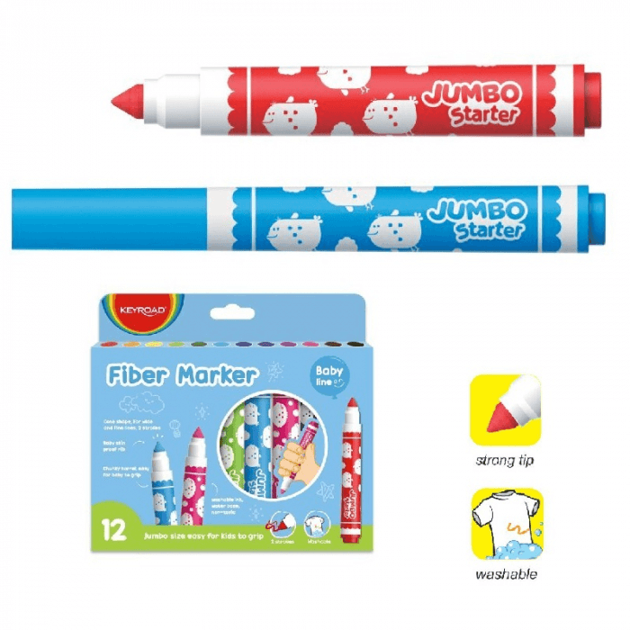 Keyroad Fiber Marker 12 Colours Jumbo K