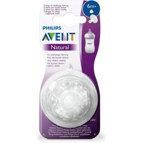 Avent Natural Nipple for Thick Feed 2 pcs, +6m