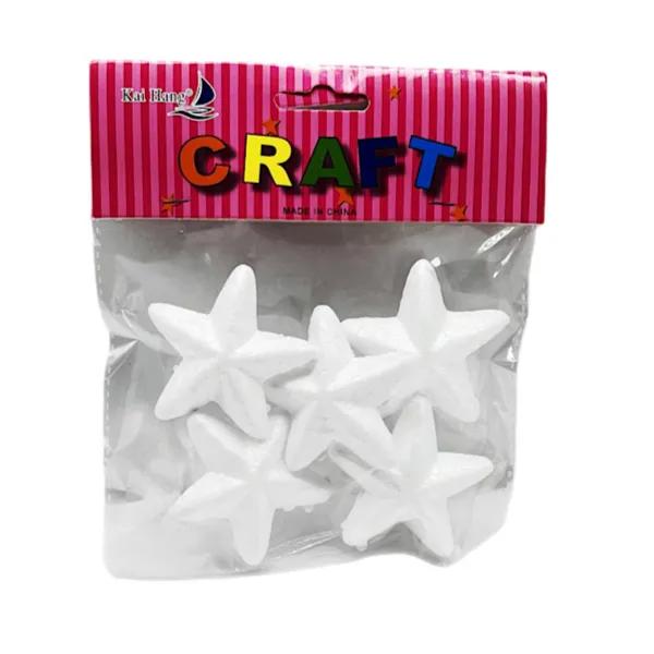 Craft Foam Stars Medium Size, 5 Pieces White Colour  4421