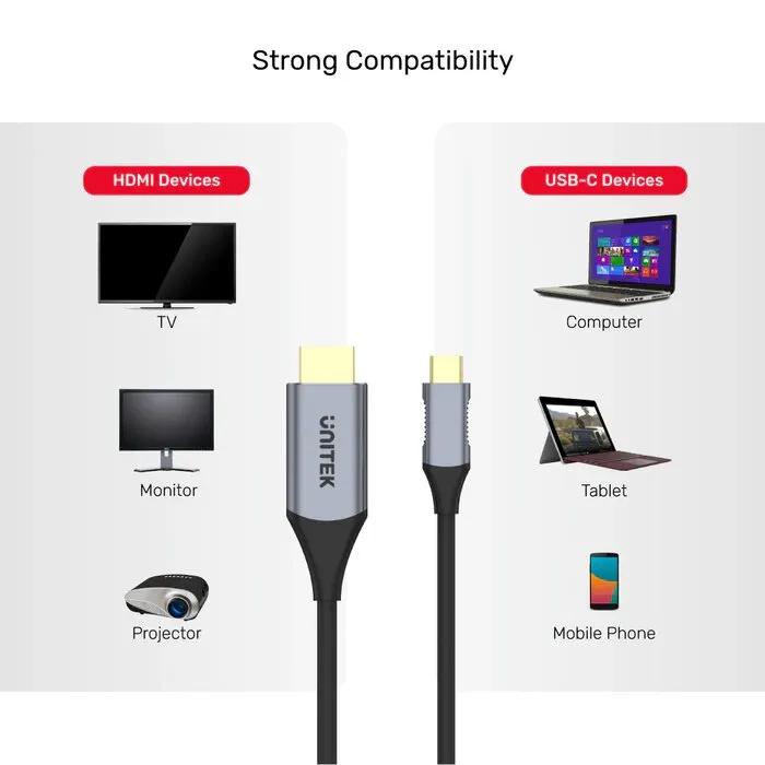 UNITEK 4K 60Hz Usb-C To Hdmi 2.0 Cable 1.8M