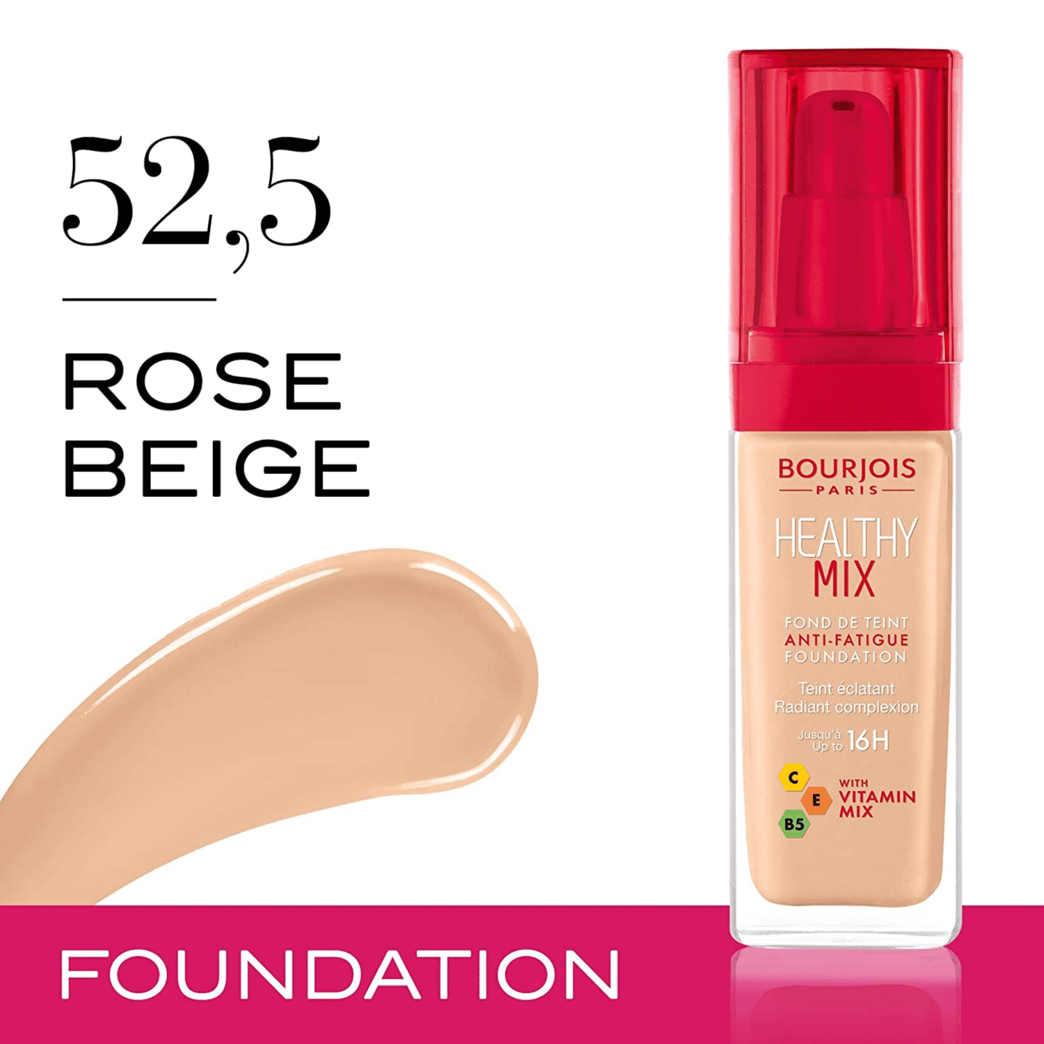 Bjs Healthy Mix 16h Foundation 52.5 Rose Beige 30ml