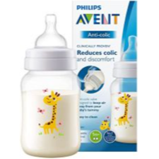 Avent Anti-colic Plastic Decorated Nursing Bottle With Air Valve 1+ Months 260ml Code:scf821/12