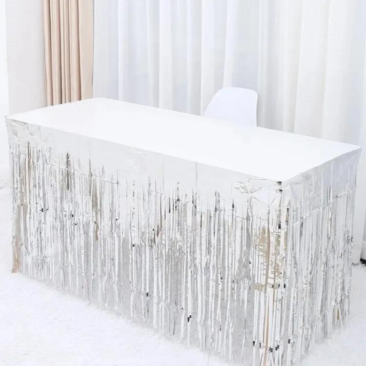 Silver Table Skirt