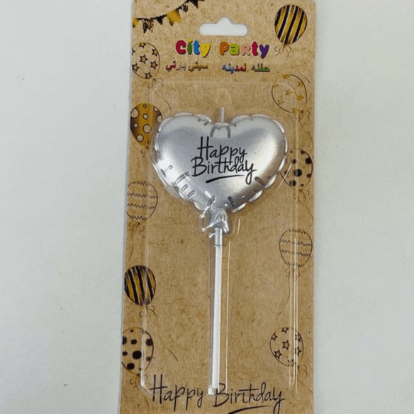 Silver Chrome Heart Balloon Candle