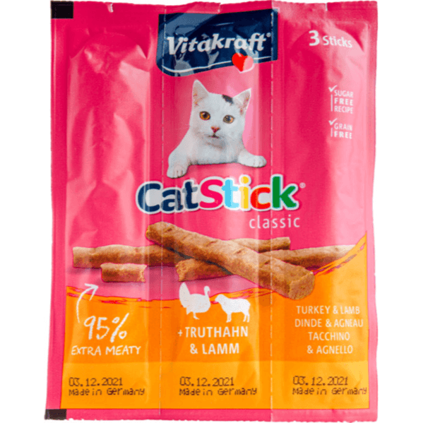 Vitakraft Cat Stick Treat Turkey & Lamb 3 Sticks 18g