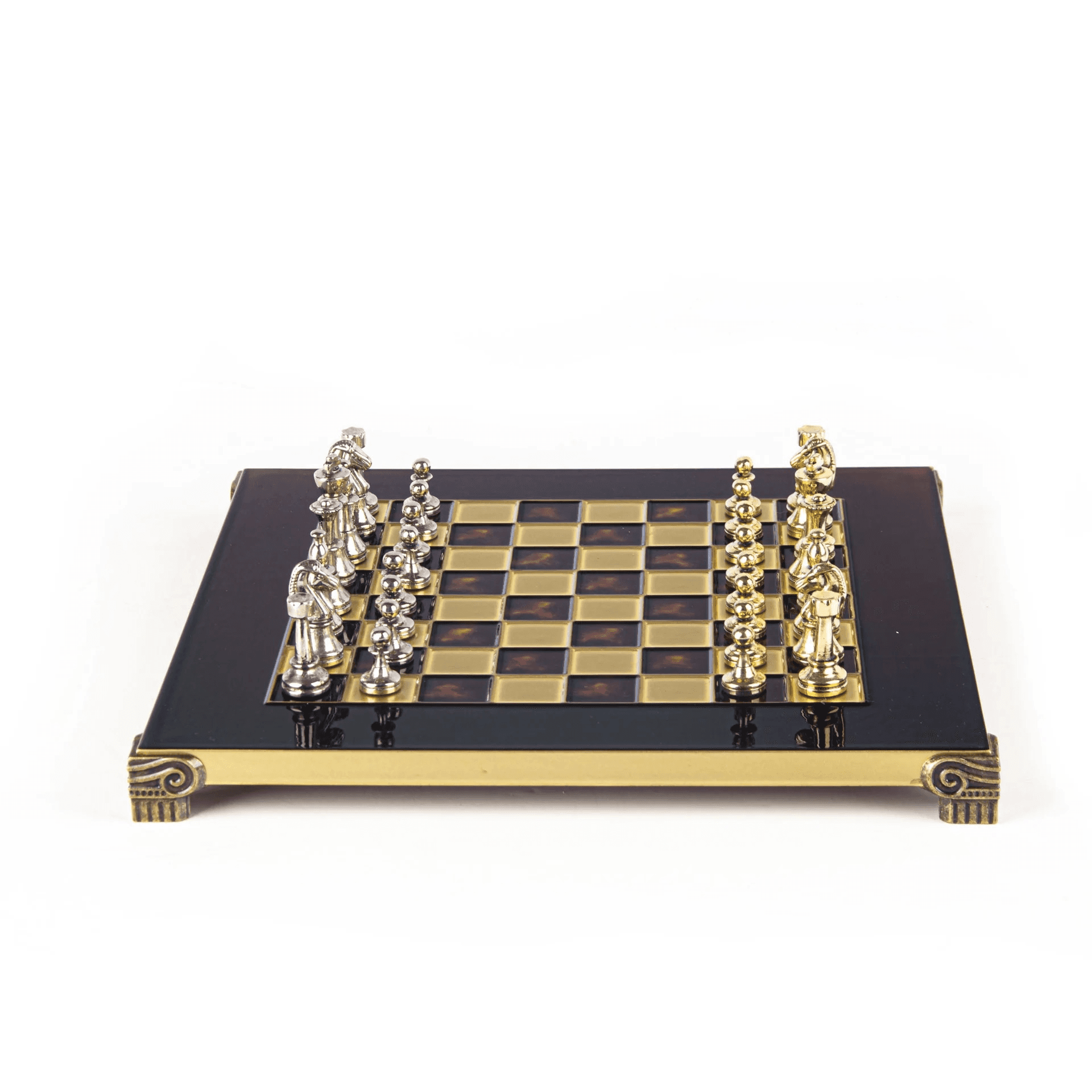 Manopoulos Classic Metal Staunton Chess Set Red 28cm