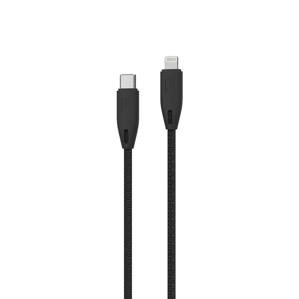 Powerology Braided USB-C to Lightning Cable 1.2M Black