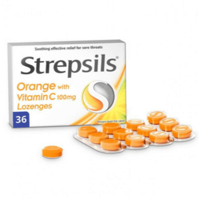 Strepsils Orange With Vitamin C 100mg Lozenges - 36 Lozenges