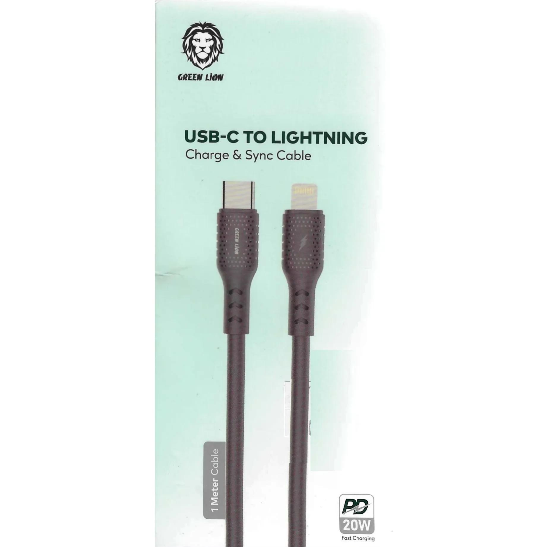 Green Lion Type-c To Lightning 1m 20w Pvc Cable Black