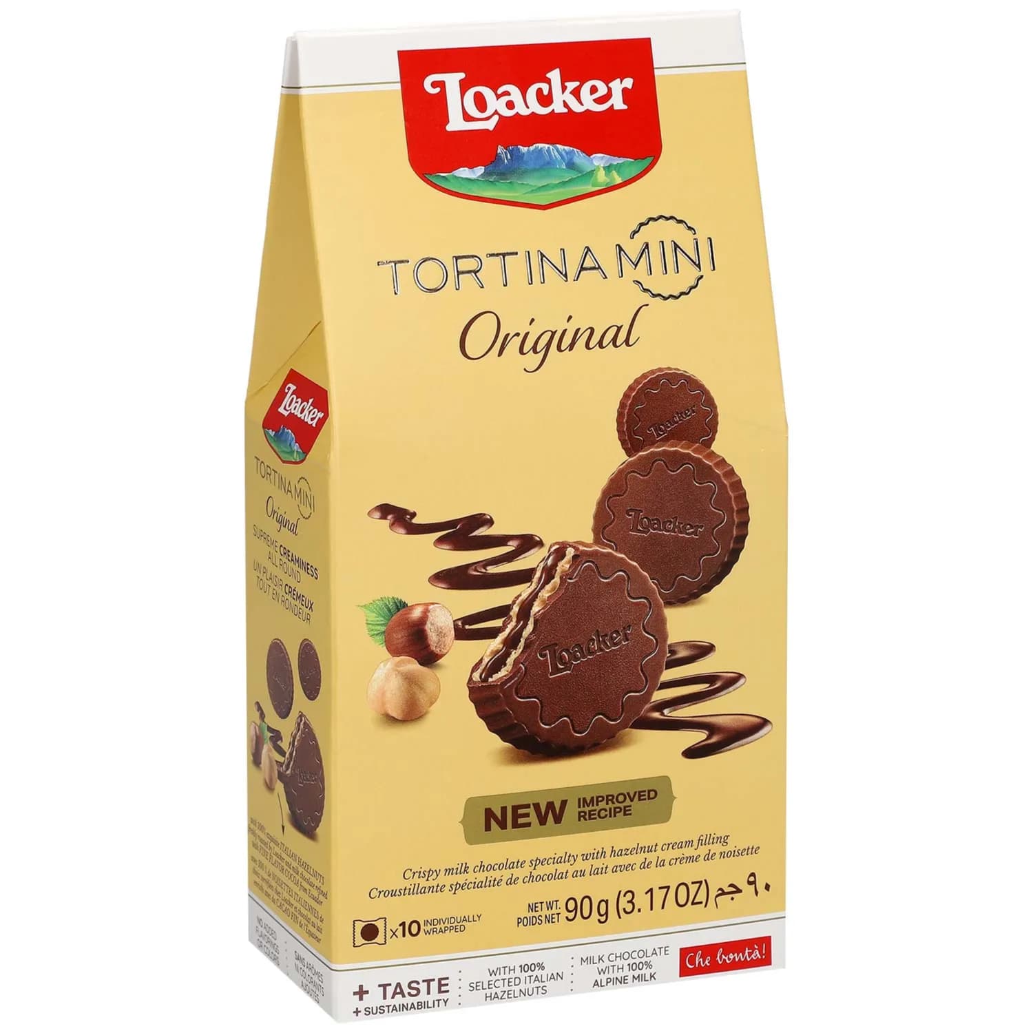 Loacker Tortina Mini Original Crispy Milk Chocolate Specialty Hazelnut Cream Filling 90g