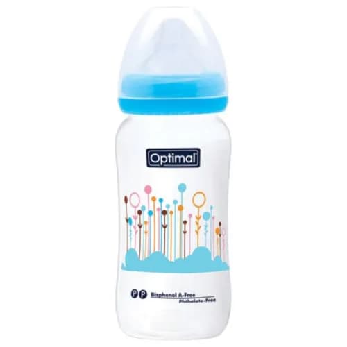 Optimal Wide Blue Neck Feeding Bottle 6+months 300ml OPB-1030