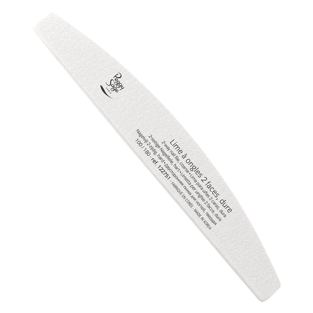 Peggy Sage 2-way Half-moon Nail File 100/180, White Coarse