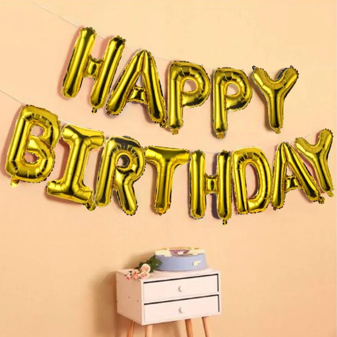 Happy Birthday Gold 16'' Balloon Set