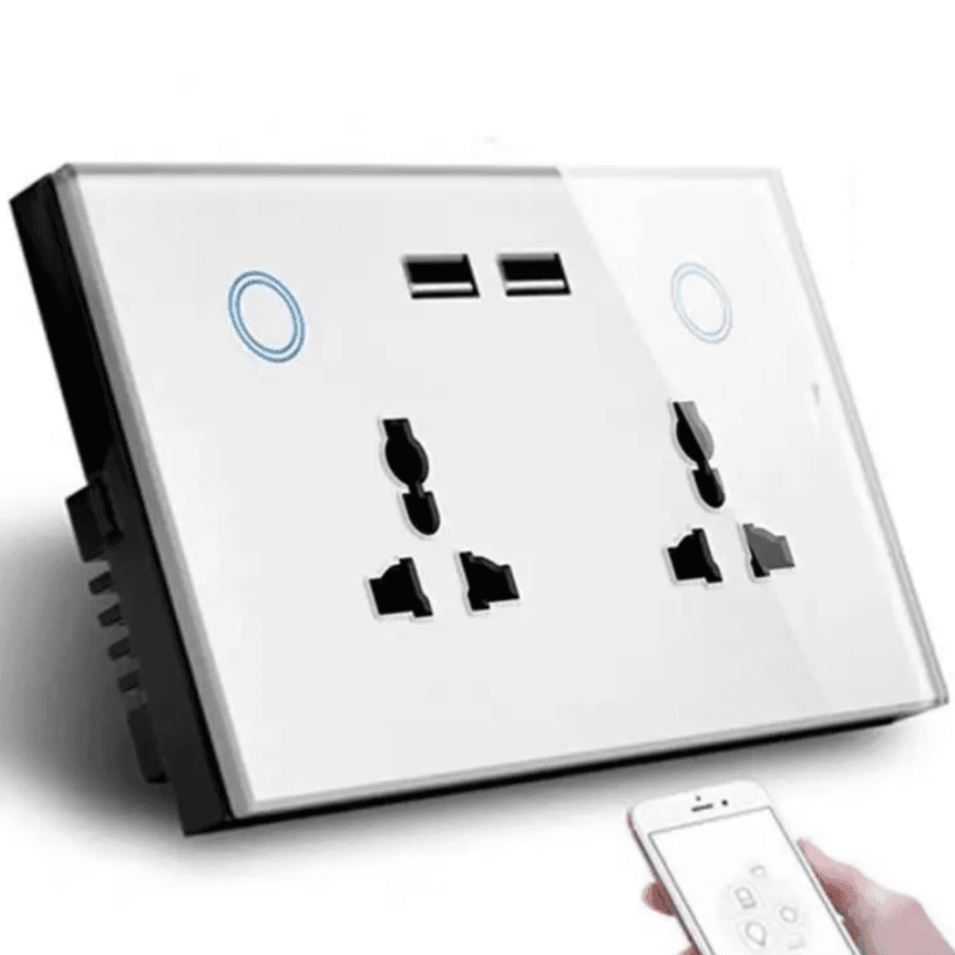 Smart Double Socket With Usb Port(White)