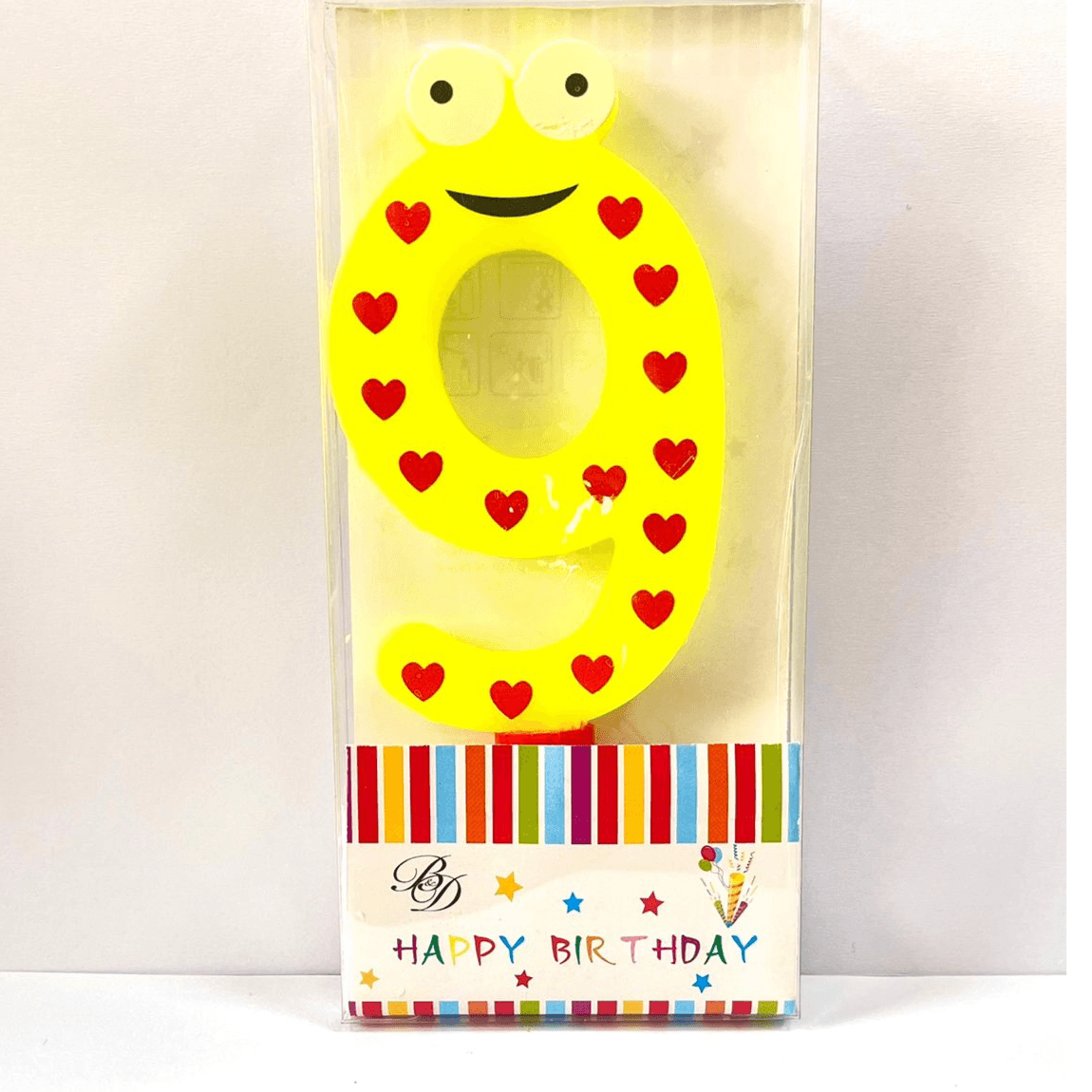 Yellow With Heart Candle - Number 9
