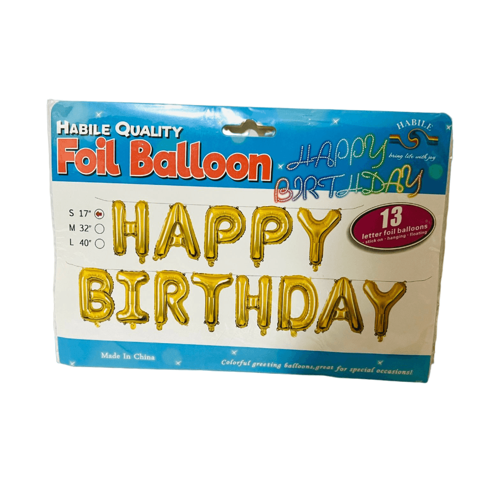 Happy Birthday 13 Letter Foil Balloon-Gold Colour BLCS11_078