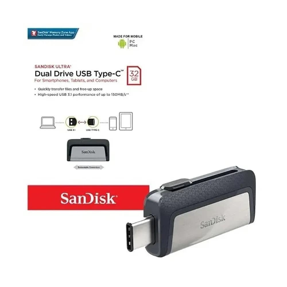 Sandisk Dual Drive Usb C Type Flash Drive 32gb